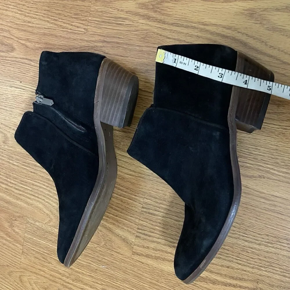 Sam Edelman black suede leather ankle zip boots size US 8